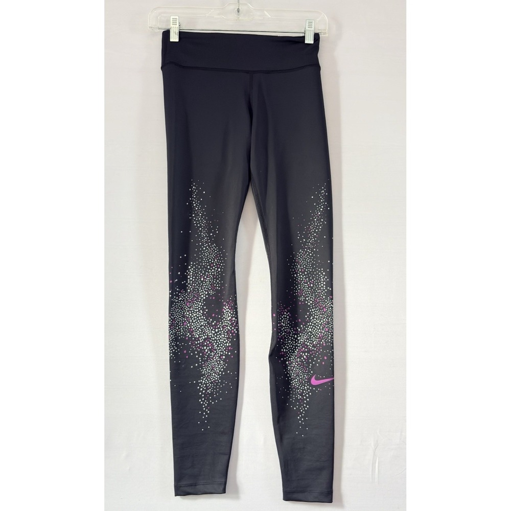 Nike Womens Dri-Fit Mid Rise Running 7/8 Leggings Gym Large Black Gym Yoga XS